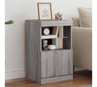 vidaXL Buffet armoire latérale de rangement avec LED 41x37x67 cm Sonoma gris – Moderne
