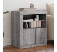 vidaXL Buffet armoire latérale de rangement LED – Moderne – Sonoma gris – 60,5x37x67 cm