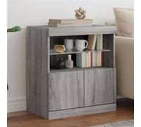 vidaXL Buffet avec lumières LED – Armoire latérale de rangement moderne Sonoma gris 60x37x67 cm