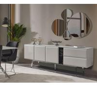 Buffet avec miroir Commode Blanc Table de console Ensemble moderne en bois