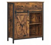 Buffet de Cuisine VASAGLE - Porte coulissante Imitation Grange - Marron Rustique et Noir