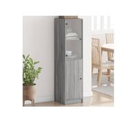 Vidaxl Buffet Avec Porte En Verre Sonoma Gris 35x37x142 Cm Gris