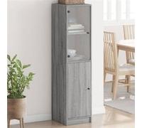 vidaXL Buffet avec Portes en Verre, Armoire Latérale avec Rangement, Meuble de Salon Salle de Séjour Intérieur, Moderne, Sonoma Gris