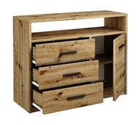 Buffet avec Porte et 3 Tiroirs Chêne Artisan - Commode Style Contemporain - 98 x 35 x 75 cm