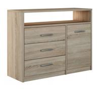 Buffet avec Porte et 3 Tiroirs Chêne Sonoma - Commode Style Contemporain - 75 x 98 x 35 cm