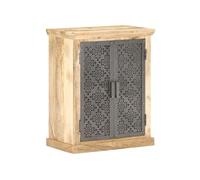 Buffet avec portes en acier 60x35x75 cm Bois de manguier solide