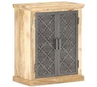 Buffet avec portes en acier 60x35x75 cm Bois de manguier solide Noir G