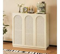 Buffet avec Portes en rotin tressé Rangement à Plusieurs Niveaux for Petits appareils électroménagers Solution de Rangement compacte for la Cuisine et Le Salon des Petits logements(White,L-98_A)