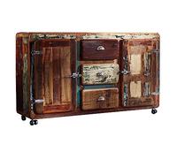 MASSIVMOEBEL24.DE Buffet avec roulettes - Bois Massif recyclé laqué (Multicolore) - Inspiration Ethnique - FREEZY #07