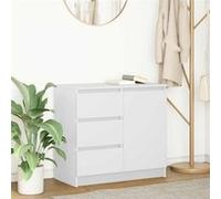 vidaXL Buffet 861571 blanc 71x35x65 cm en bois d'ingénierie avec tiroir