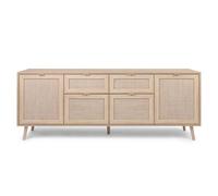 TIVAT - Buffet avec tiroirs et placards cannage 180cm