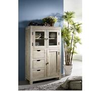 Buffet avec vitrine - Bois massif d'acacia blanchi - NATURE WHITE #62