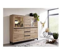 Buffet avec vitrine - Bois massif de chêne sauvage huilé (Bianco) - VILLANDERS #207
