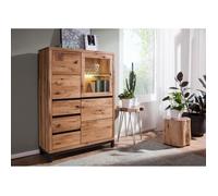 Buffet avec vitrine - Bois massif de chêne sauvage huilé (Bois naturel) - VILLANDERS #106
