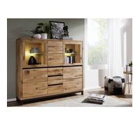 Buffet avec vitrine - Bois massif de chêne sauvage huilé (Bois naturel) - VILLANDERS #107