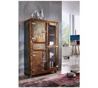 Buffet avec vitrine et roulettes - Bois massif recyclé laqué (Multicolore) - Inspiration Ethnique - FREEZY #34
