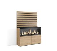 Buffet, Bahut, 107x35x145 cm, Chambre à coucher, pièce, Cheminée électrique XXL, Chêne, RF3418