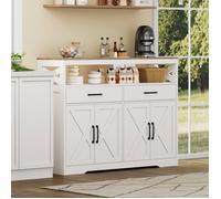 Buffet Bahut 140×40×105 cm,avec rangement,2 tiroirs,4 portes,étagères réglables,Style Scandinave Moderne,pour Cuisine,Salon,Blanc