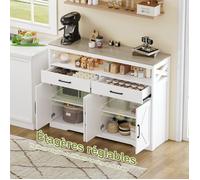 Buffet Bahut - 140x40x105 cm - Meuble de Rangement avec 2 Tiroirs et 2 Portes - Étagères Réglables - Style Scandinave Blanc et Bois
