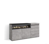 Buffet Bahut 157x35x75 cm Chambre à coucher pièce Cheminée électrique Commode Buffet Ciment RF3406