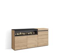 Buffet, Bahut, 157x35x75cm, Chambre à coucher, Cheminée électrique, Commode, Buffet, Chêne