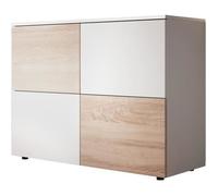 Buffet Bahut 2 portes | 90 x 68 x 34cm | Couleur Blanc et Sonoma Finition mat | Meuble de rangement | Modèle ZOEL