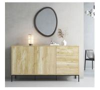 Buffet Bahut 2 portes et 3 tiroirs | 150 x 80 x 41 cm | Couleur Chêne Alpes | Finition mate | Rangement | Serena