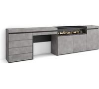 Buffet, Bahut, 277x35x75cm, Chambre à coucher, Cheminée électrique, Commode, Buffet, Coiffeuse, Ciment