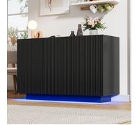 Buffet bahut 3 portes - Lumineuse LED - Rangement - Buffet de salon - Style moderne - Meuble bahut - Commode Noir - Buffet bas