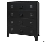 Buffet bahut armoire console meuble de rangement a tiroirs metal style industriel 93 cm noir