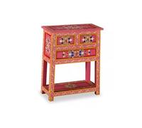 Helloshop26 Buffet bahut Armoire Console Meuble de Rangement avec tiroirs Bois Massif de manguier Peinture Rose 4402115