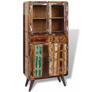 Buffet bahut armoire console meuble de rangement placard bois de récupération massif 190 cm Noir