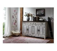 Buffet bahut - Bois massif de manguier ciré (Blanc antique) - Style Campagne Chic - CASTLE ANTIK #261