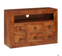 Buffet bahut/Commode MVS - multi-rangement - Meuble sur pied - avec tiroir Marron 80x30x55cm Bois d'Acacia Massif &26_6549631