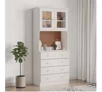 Buffet Bahut de Salon,Armoire de Cuisine, ALTA blanc 77x35x165 cm ,Bois massif de pin BONNIE B19940709
