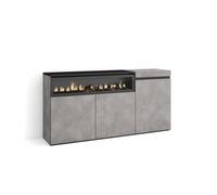Buffet, Bahut, Enfilade, 150x35x75cm, 3 Portes, 1feu électrique, Ciment, RF2493