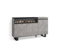Buffet, Bahut, Enfilade, 150x35x87cm, 3 Portes, 1feu électrique, Ciment, RF2494
