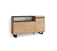 Buffet, Bahut, Enfilade, 150x35x87cm, 3 Portes, Chêne et noir, RF2517