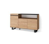 Buffet, Bahut, Enfilade, 150x35x87cm, 3 Portes, Chêne et noir, RF2521