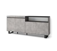 Buffet, Bahut, Enfilade, 200x35x87cm, 4 Portes, Ciment, RF2372