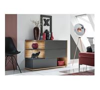 Buffet, bahut, enfilade KLIS trois portes et trois niches. Coloris gris anthracite et chêne. Style design. 120 Gris