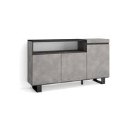 Buffet, Bahut, Enfilade, Meuble de Séjour, 150x35x87cm, Gris Ciment, RF2492