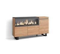 Buffet, Bahut, Enfilade, Meuble de Séjour, 158x35x87cm, 1feu électrique XXL, Beige, RF3292