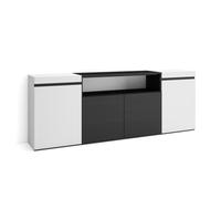 Buffet, Bahut, Enfilade, Meuble de Séjour, 200x35x75cm, Blanc et noir, RF2296