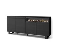 Buffet, Bahut, Enfilade, Meuble de Séjour, 200x35x87cm, 1feu électrique, Noir, RF2390