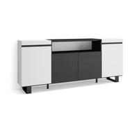 Buffet, Bahut, Enfilade, Meuble de Séjour, 200x35x87cm, Blanc et noir, RF2297
