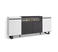 Buffet, Bahut, Enfilade, Meuble de Séjour, 200x35x87cm, Blanc et noir, RF2299