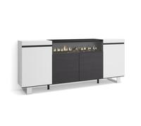 Buffet, Bahut, Enfilade, Meuble de Séjour, 200x35x87cm, Blanc et noir, RF2303