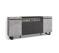 Buffet, Bahut, Enfilade, Meuble de Séjour, 200x35x87cm, Ciment, RF2307