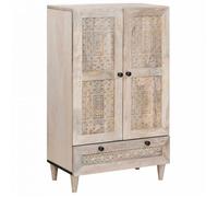 Buffet - bahut - enfilade Vidaxl Haut Armoire Blanc 60 x 33 x 100 cm bois de manguier massif